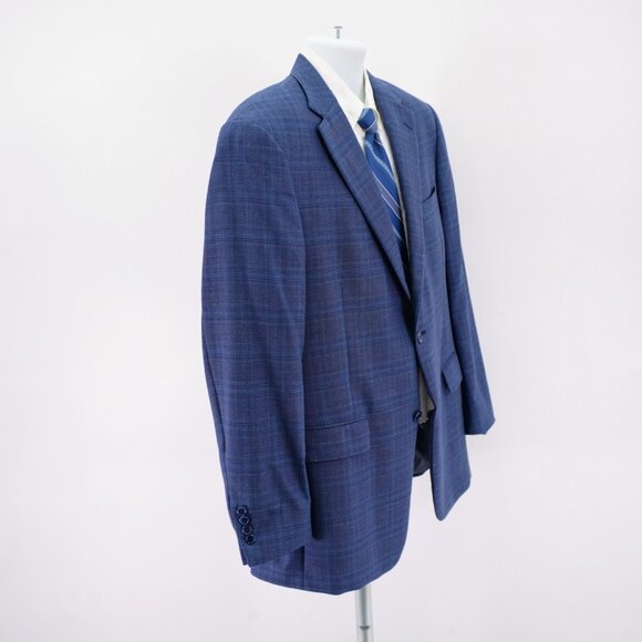 Hart Schaffner Marx Wool Blue Plaid W/ Purple Windowpane Blazer / Sport Coat 42R - Picture 7 of 13